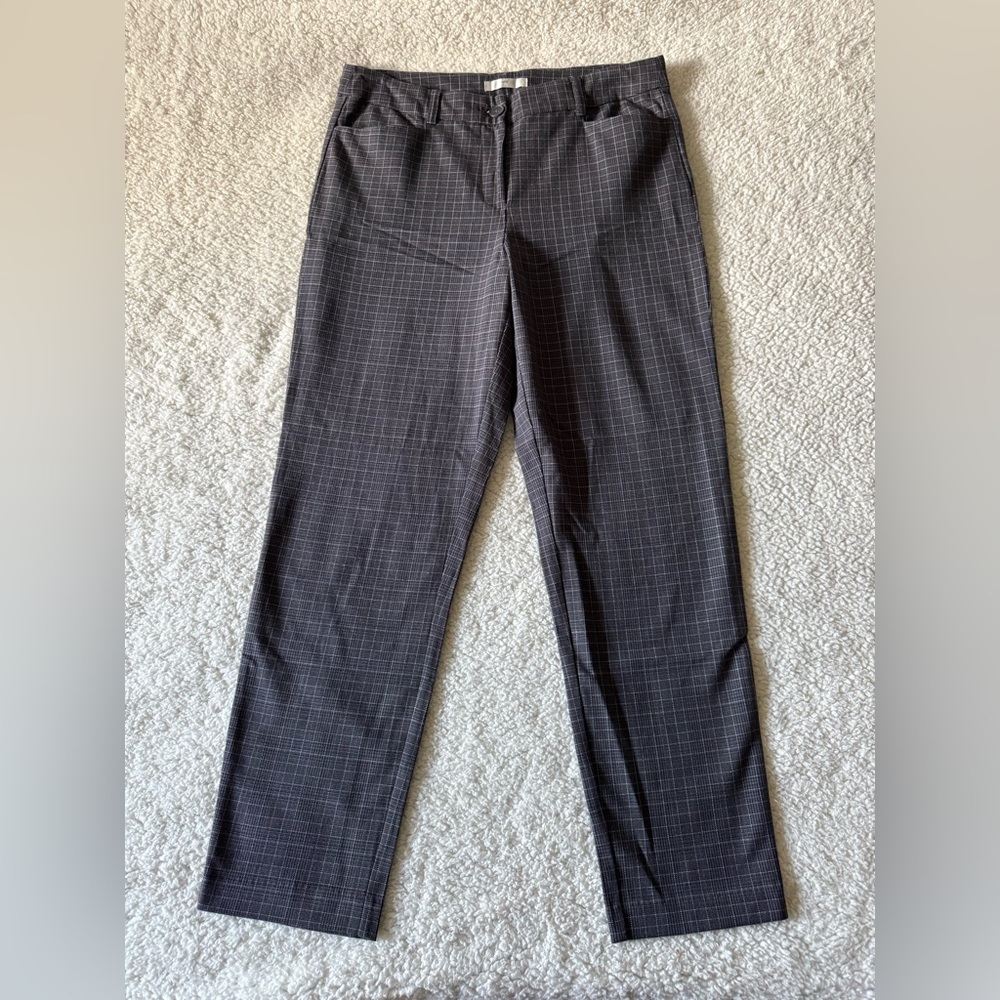 Up! Women's Dress Pants Grey/Black with White Check Pattern Size 12 New with Tag
